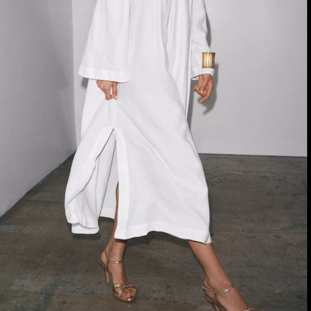 ๐ 2026 ZARA WOMAN LINEN Off-Shoulder White
MIDI DRESS - Picture 4 of 6